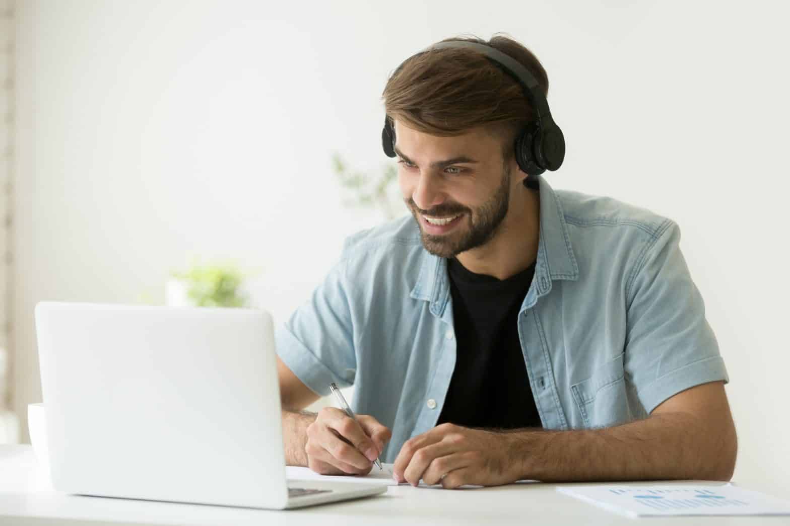 digital interview guy smiling