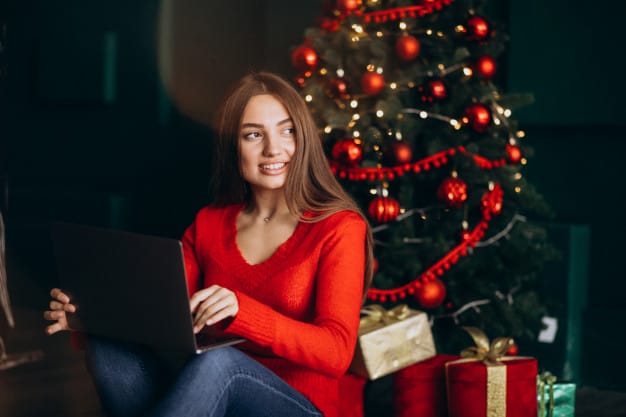 lady checking her email